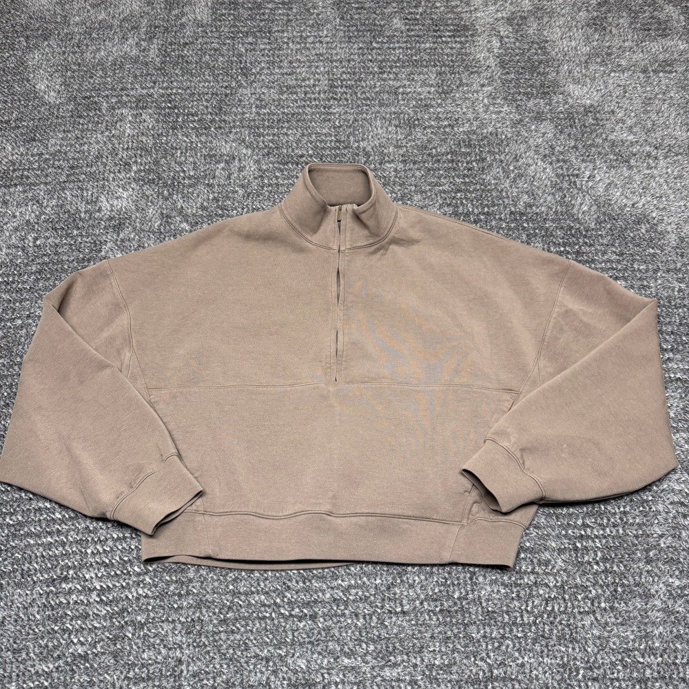 Nike Womens Dri-Fit 24.7 Quarter Zip Cropped Sweatshirt Pullover XS Brown